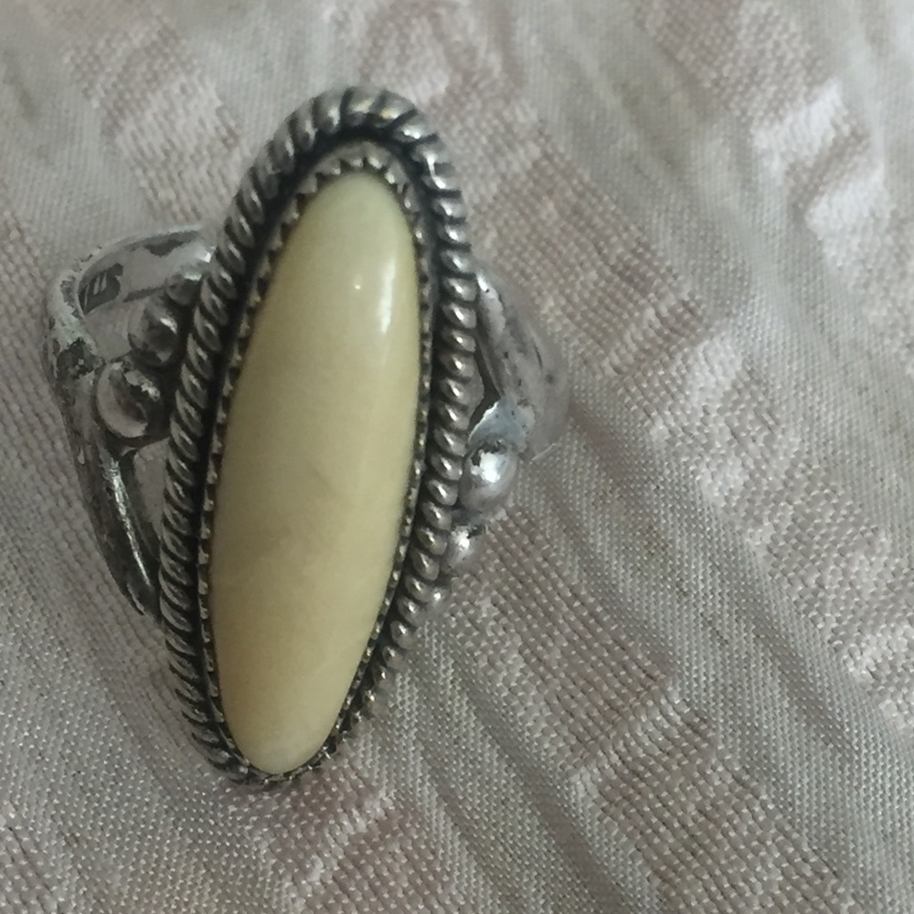Vintage Sterling silver and bone ring